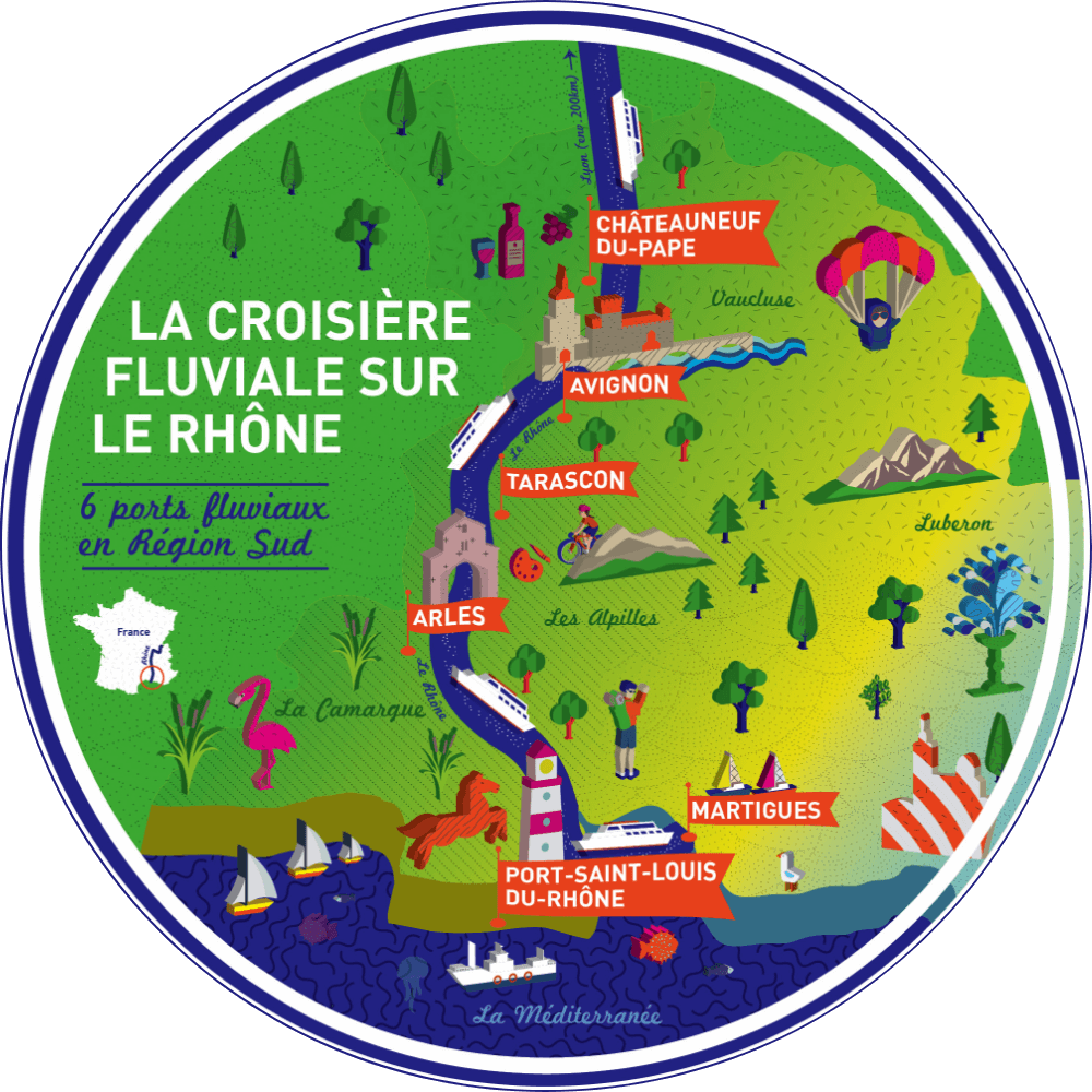 carte ports fluviaux sur le Rhone